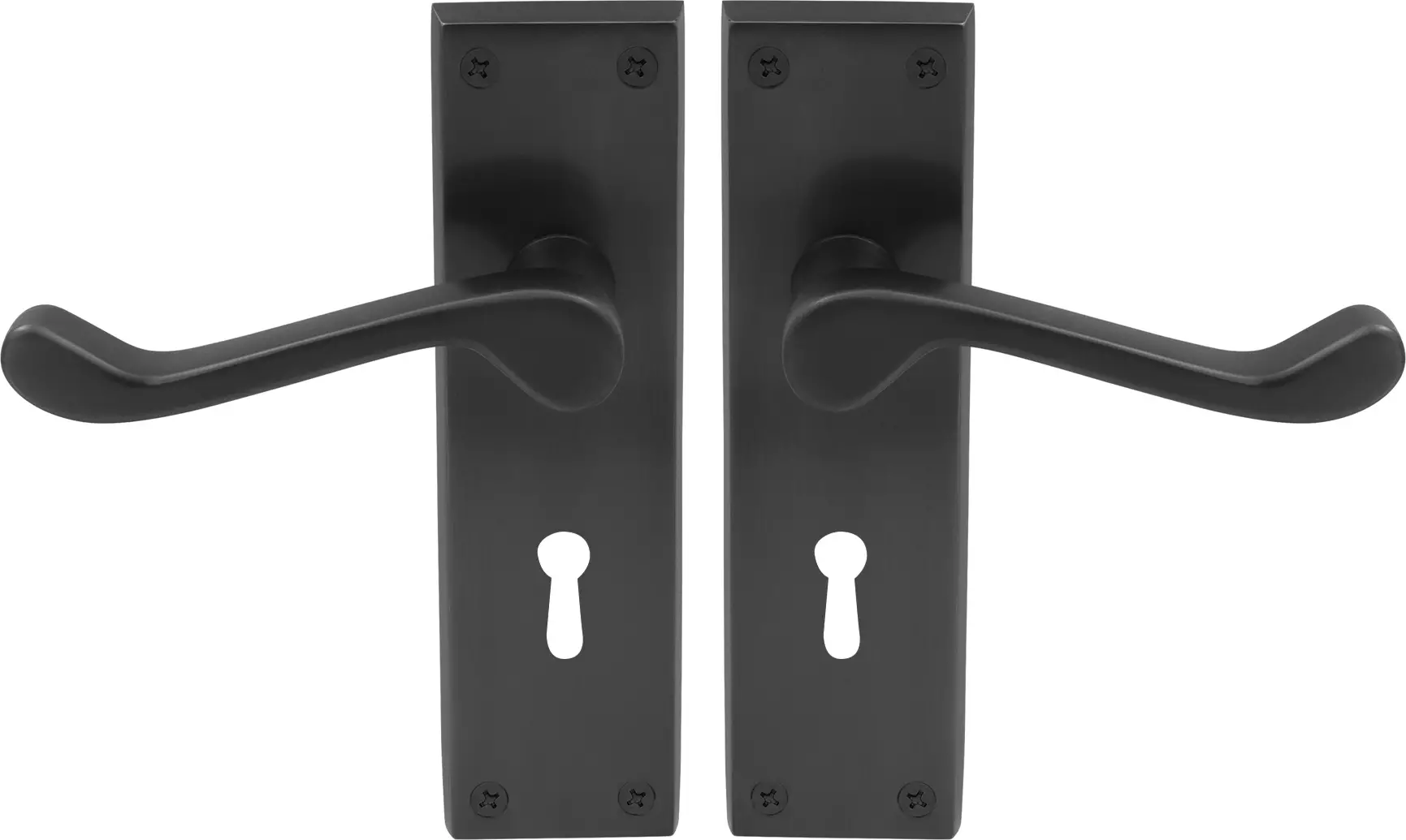 York Lever Longplate - Lever Lock Handle Set - BLK