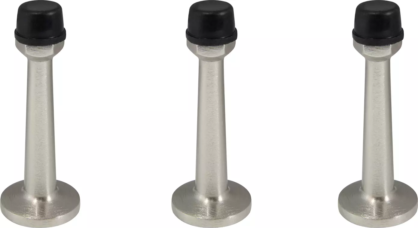 Wall Mounted Door Stop 75 x 30mm - 3 Pack