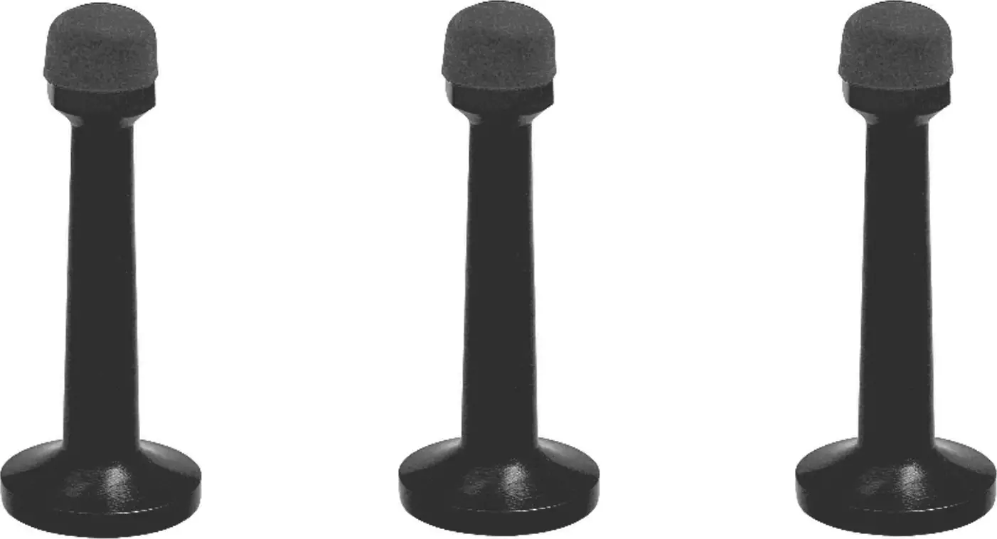 Wall Mounted Door Stop 75 x 30mm - 3 Pack - BLK