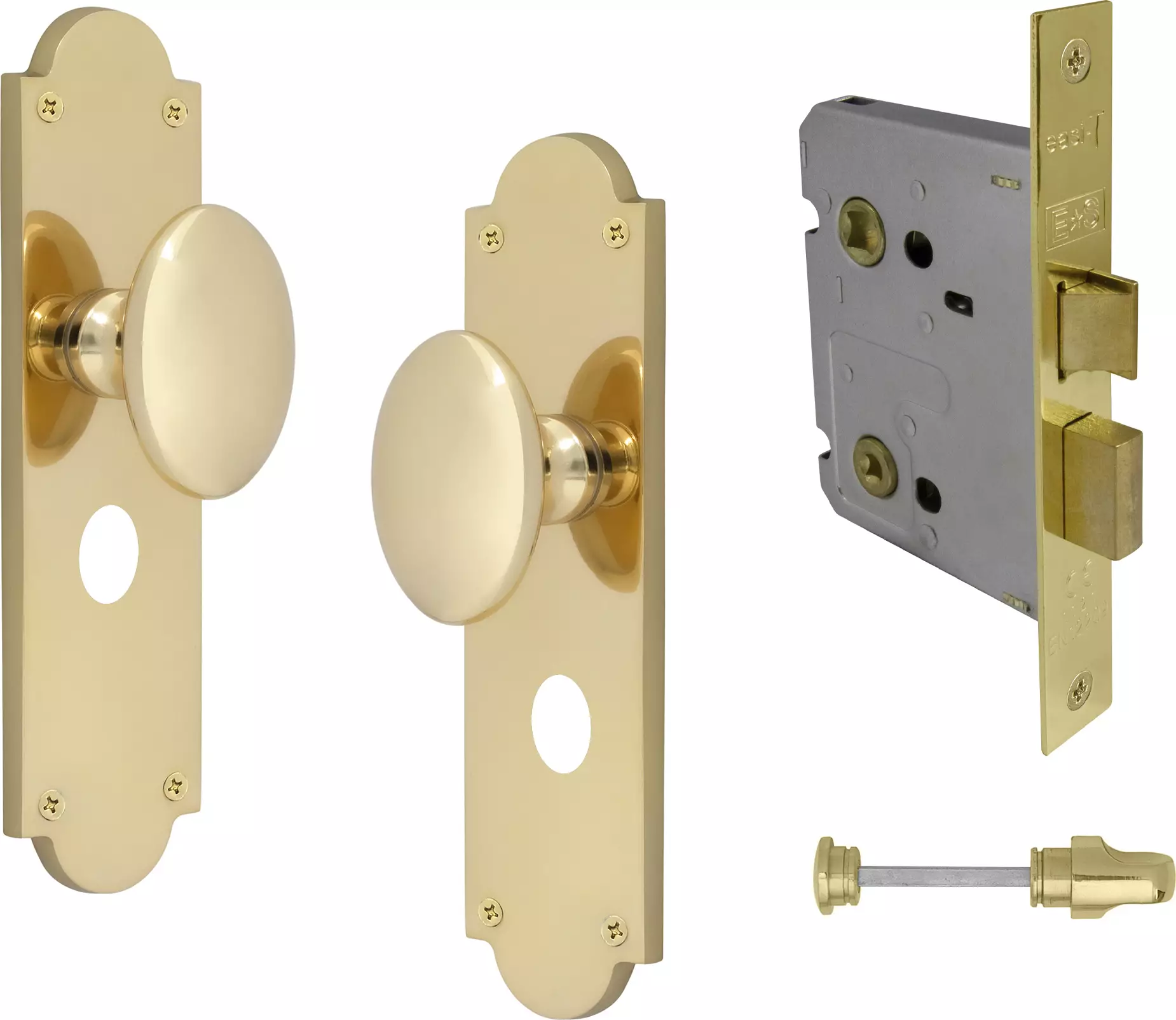 Camden Knob Victorian Longplate - Privacy Set - PB