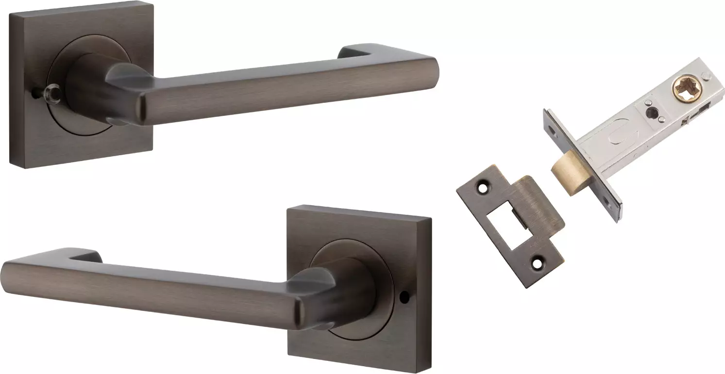 Baltimore Return Lever - Square Rose Integrated Privacy Set - SB