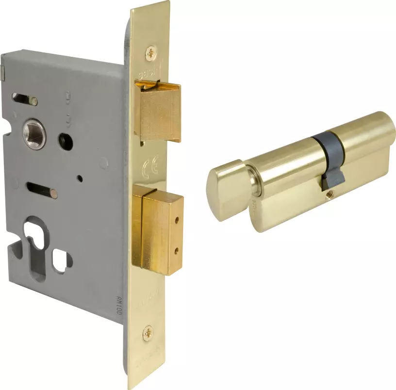 57mm B/Set Euro Mortice + Euro Cyl K/T - PB