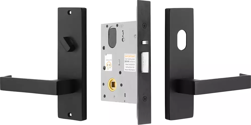 87 Lever on Plate - Entrance K/T Lock Kit - No Cyl - BLK