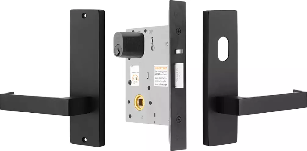 87 Lever on Plate - Storeroom Lock Kit - Extended Cyl - BLK