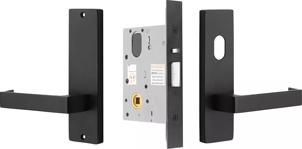 87 Lever on Plate - Storeroom Lock Kit - No Cyl - BLK