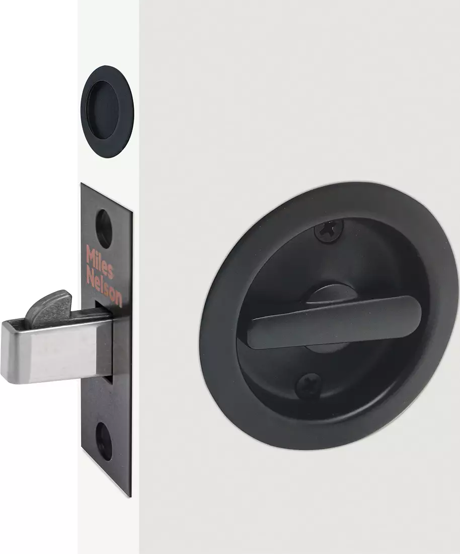 MN Round Cavity Slider Privacy Set /w Finger Pull - BLK