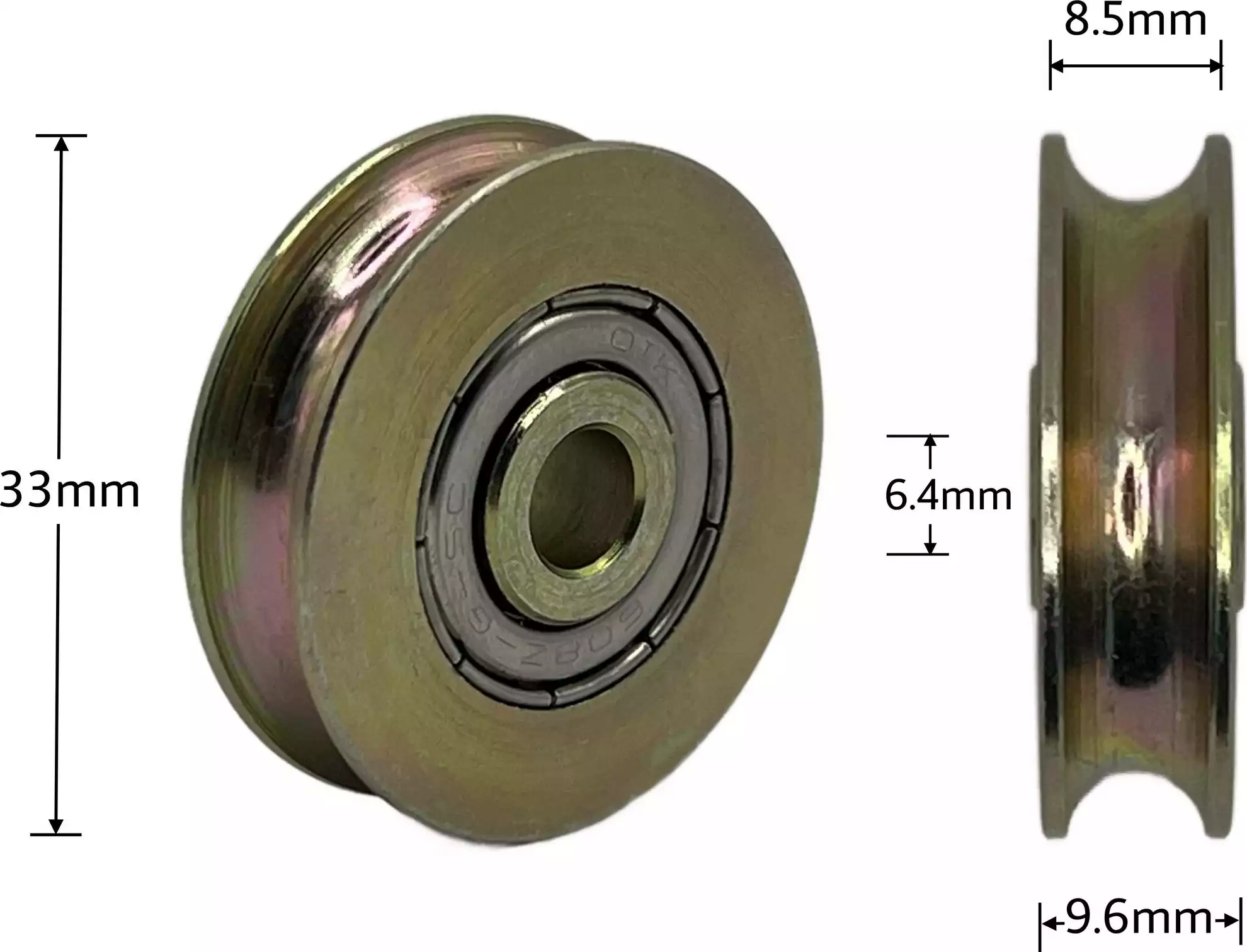 Wheel - Grooved 33 x 9.6 x 6.4mm - ZP Steel