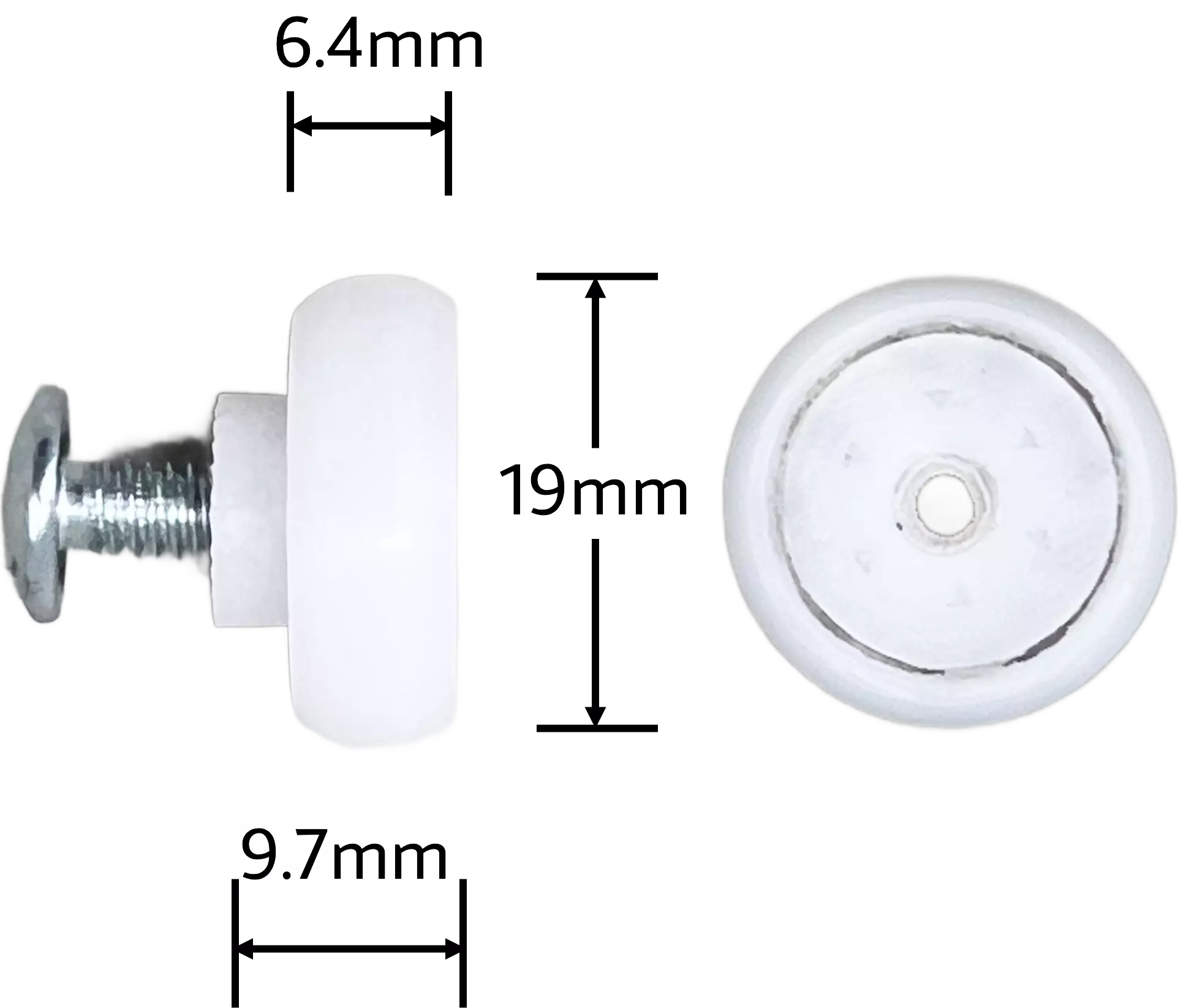Wheel - Shower Door 19 x 6.4 x 9.7mm