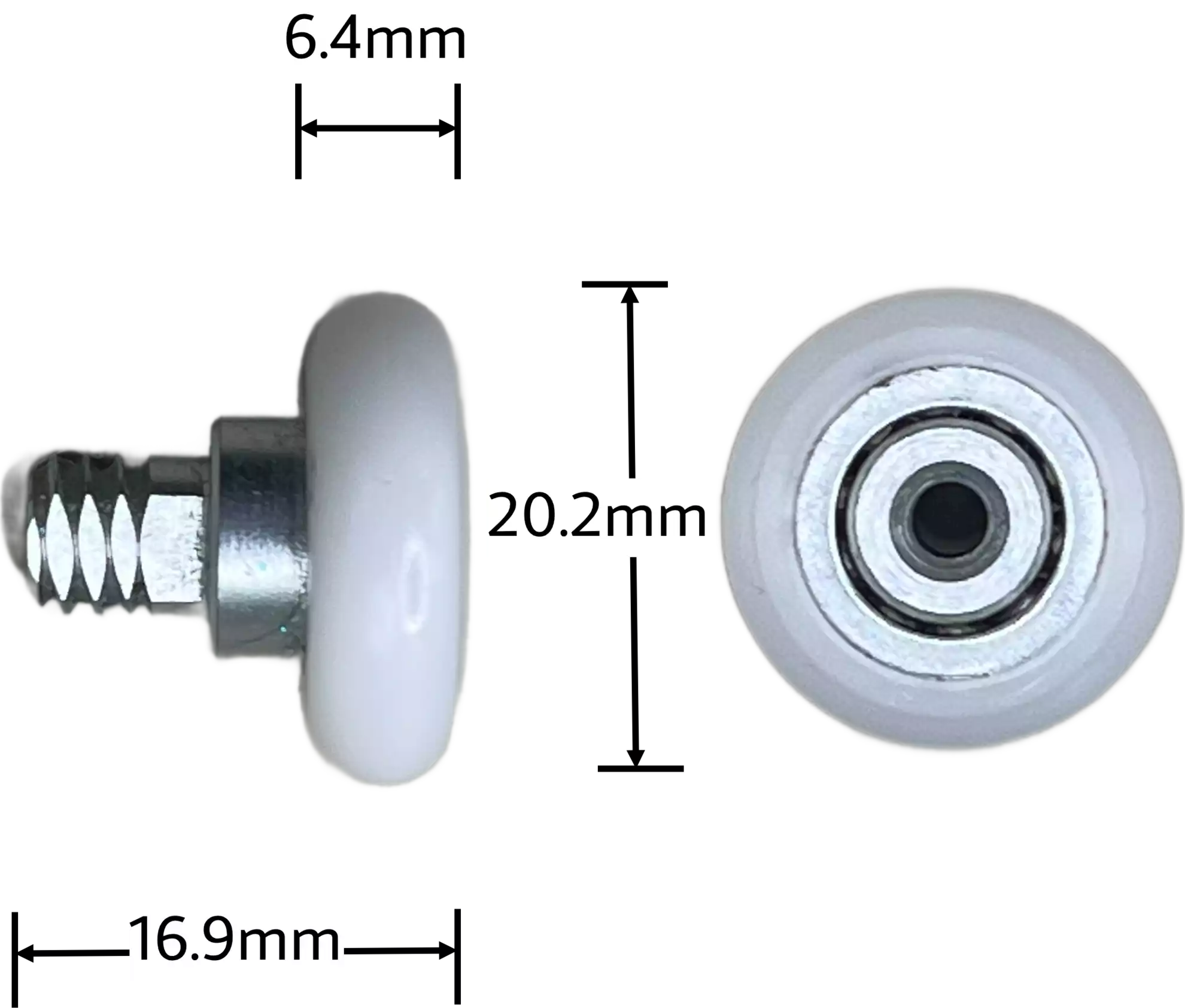 Wheel - Shower Door 20.2 x 6.4 x 16.9mm With Stud