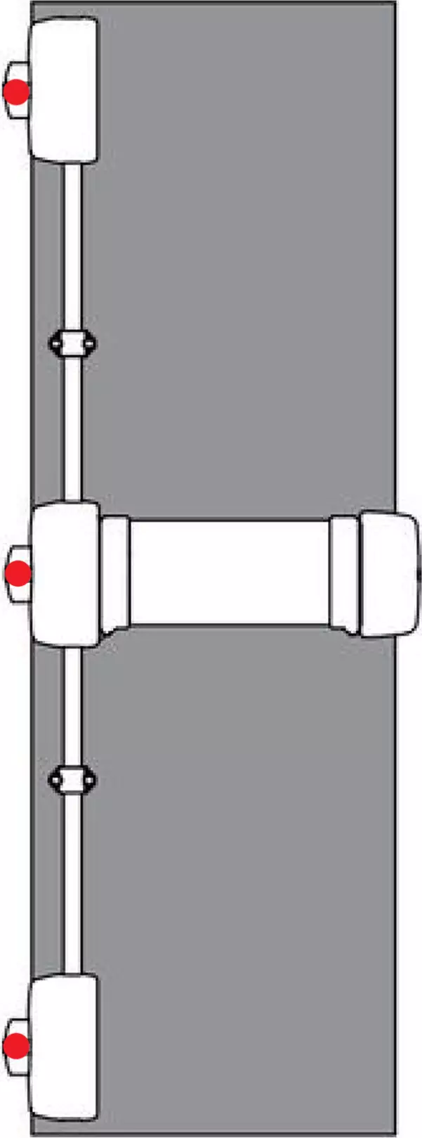 Fluid 3 Point Exit Device Horizontal Latch - 900mm - SIL
